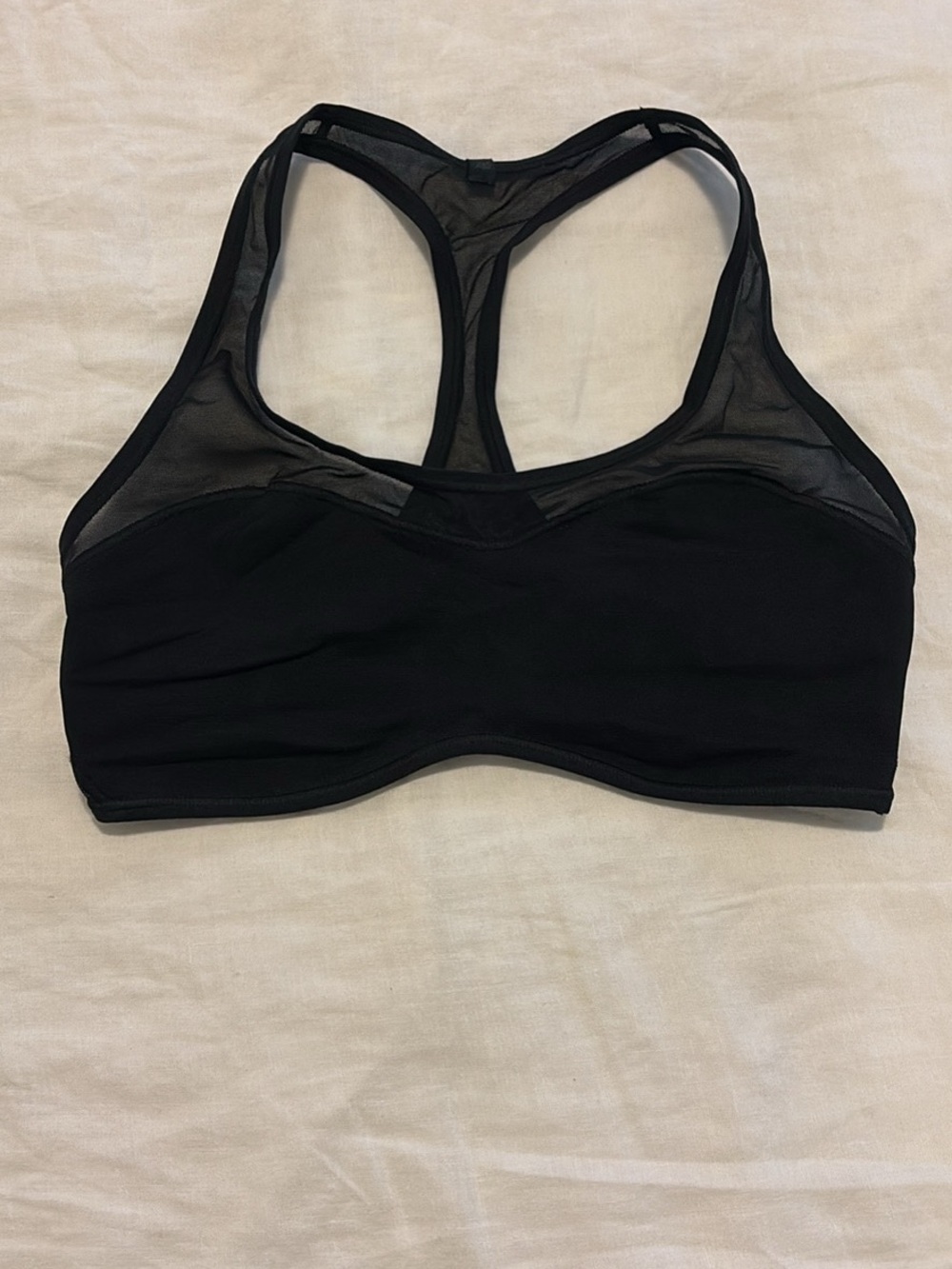 Fabletics Black Racerback Mesh Sports Bra - Picture 2 of 3